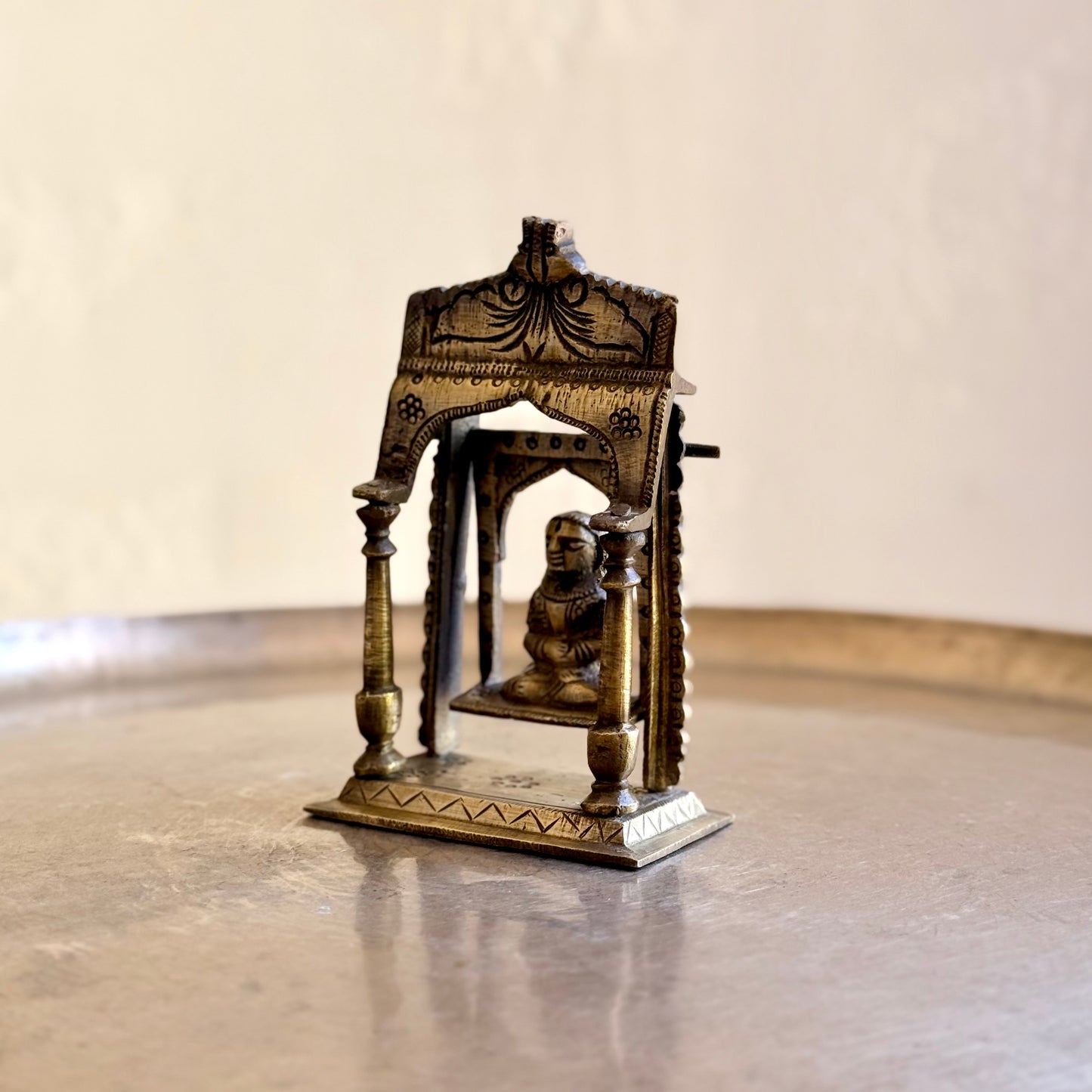 Antique Chaitra Gaur Bronze Miniature on Moving Swing