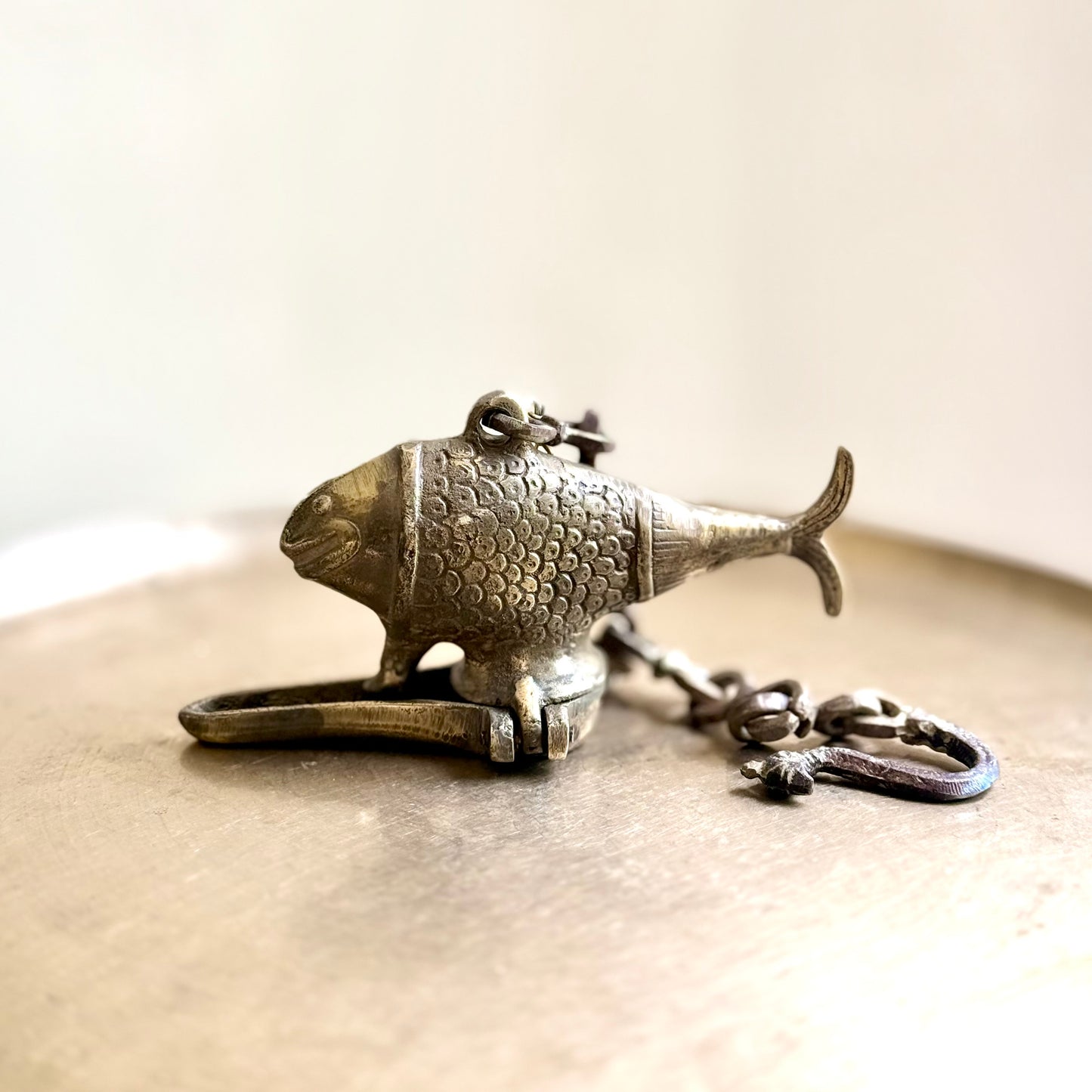 Vintage Fish Shaped Hanging Oil Lamp - Rajasthan