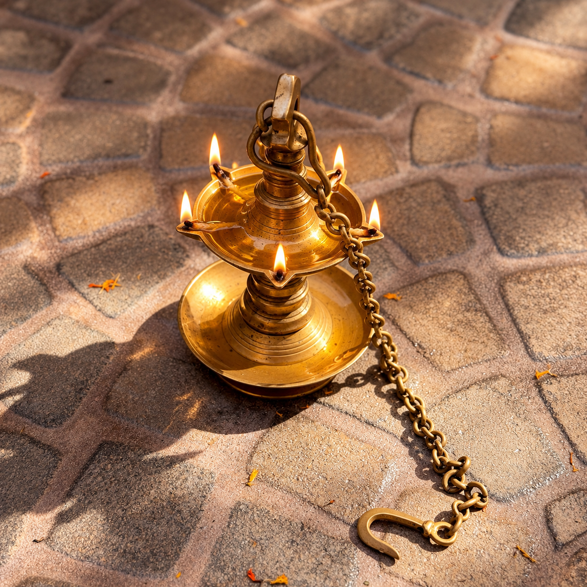 Thooku Vilakku Hanging Lamp - Kerala (Mid 20th Century)