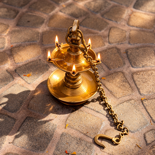 Thooku Vilakku Hanging Lamp - Kerala (Mid 20th Century)
