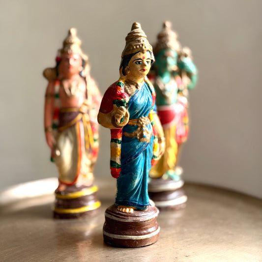 Vintage Ram Parivar Golu Set: Ram, Lakshman, and Sita (c. 1970s)