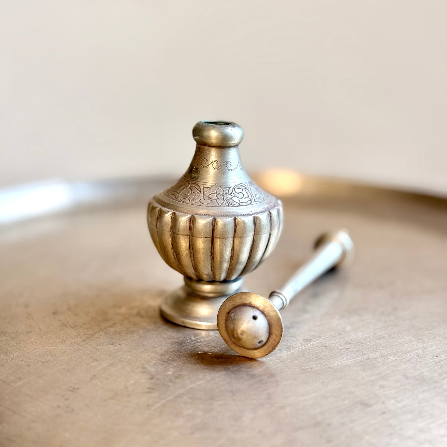 Mughal Style Gulabdani: Hand-Carved Rose Water Ewer
