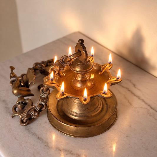 Extremely Rare Nine-Wick Hanging Lamp | South India