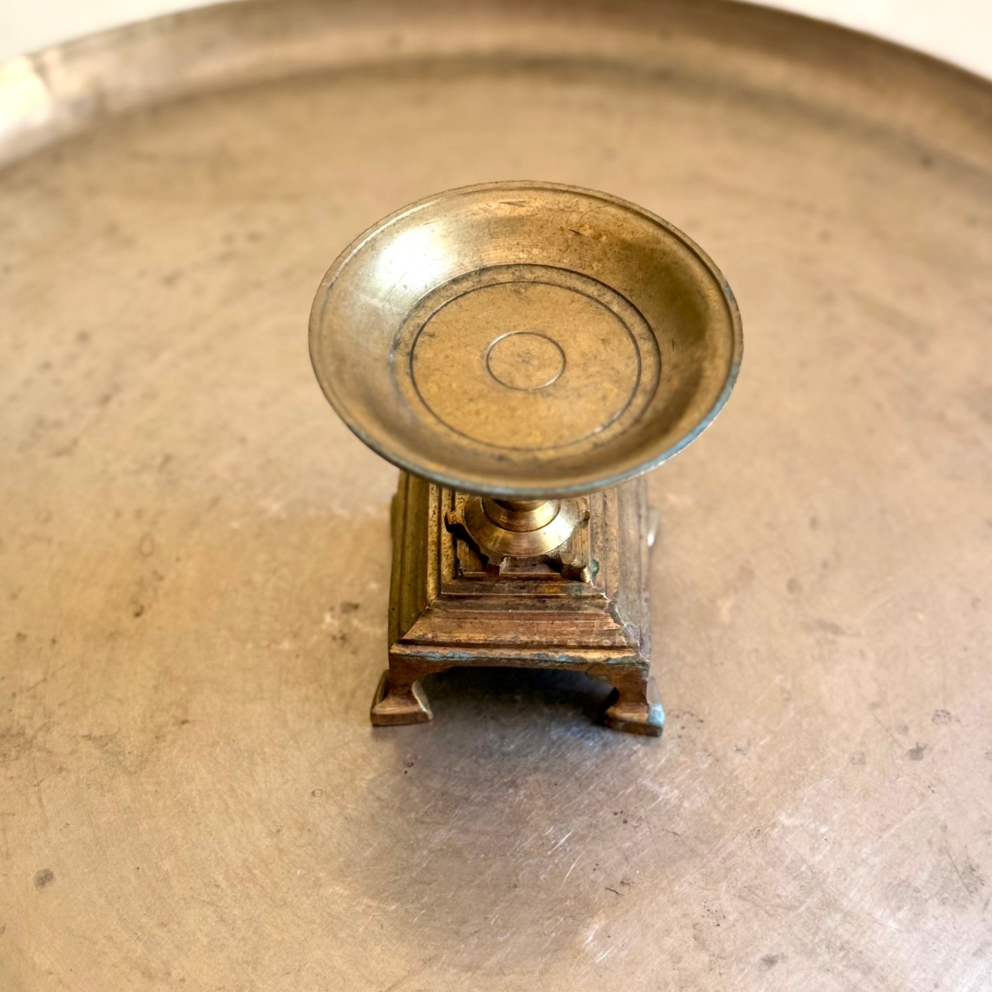 Vintage Miniature Brass Tortoise Pedestal Stand