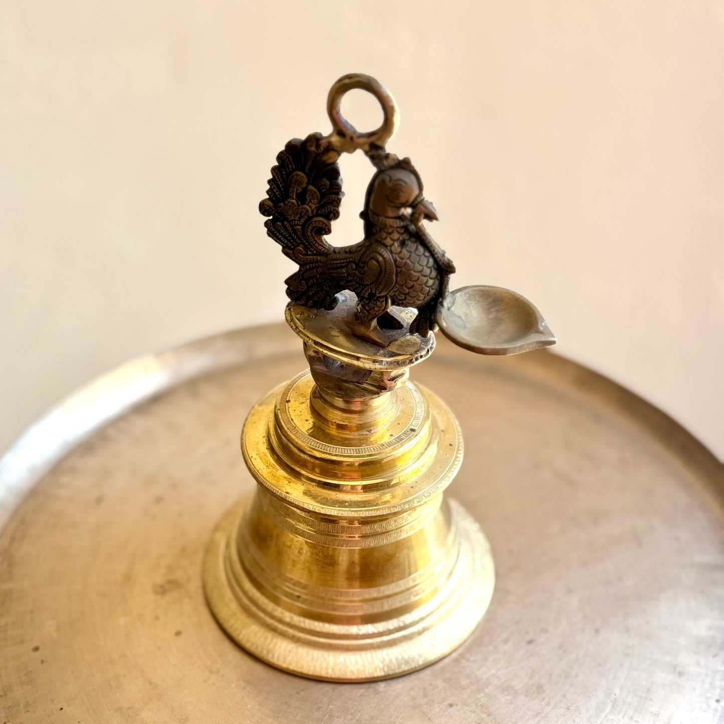 Majestic Mayil Brass Statement Bell & Ritual Oil Lamp