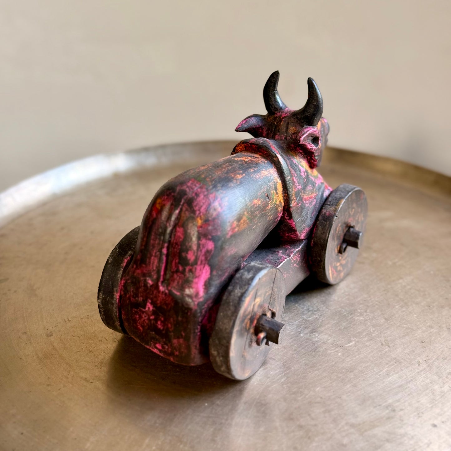 Vintage Wooden Nandi on Wheels
Gujarat, India