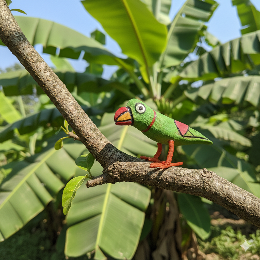 Hand-Crafted Wooden Bird ‘Mithu’ by Veer Singh