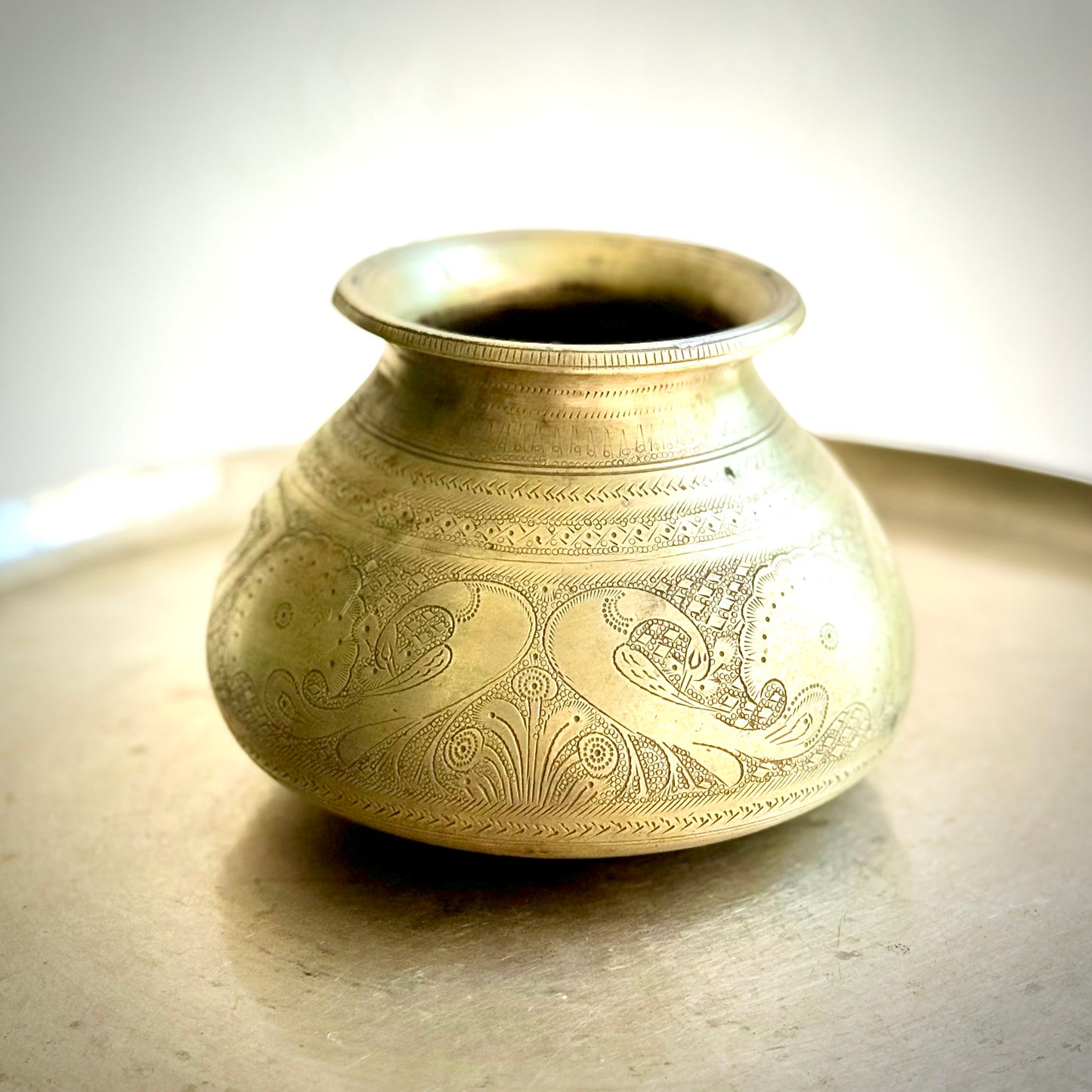 Antique Engraved Brass Kalash – Early 1900s