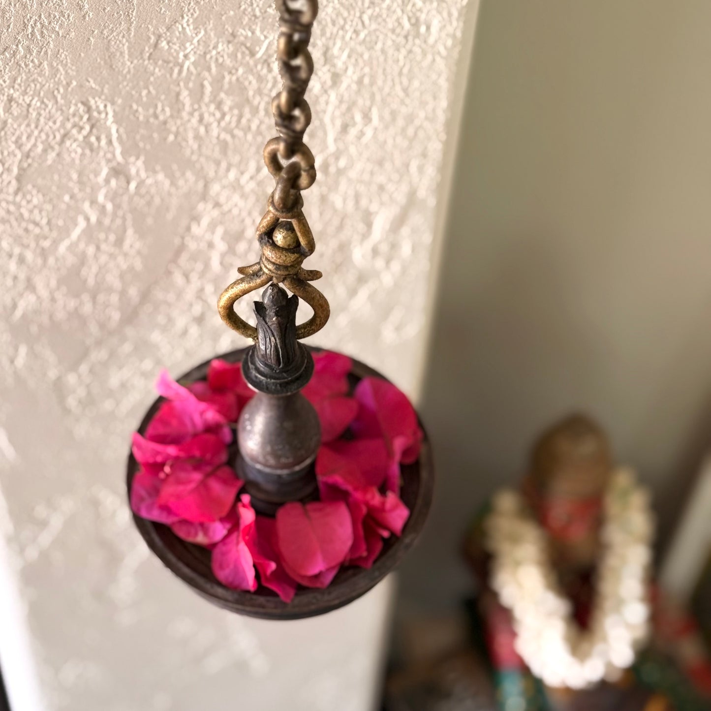 Antique Lotus Bud Bronze Oil Lamp – Kerala (Ca. 1850)| Vattezhuthu Inscription