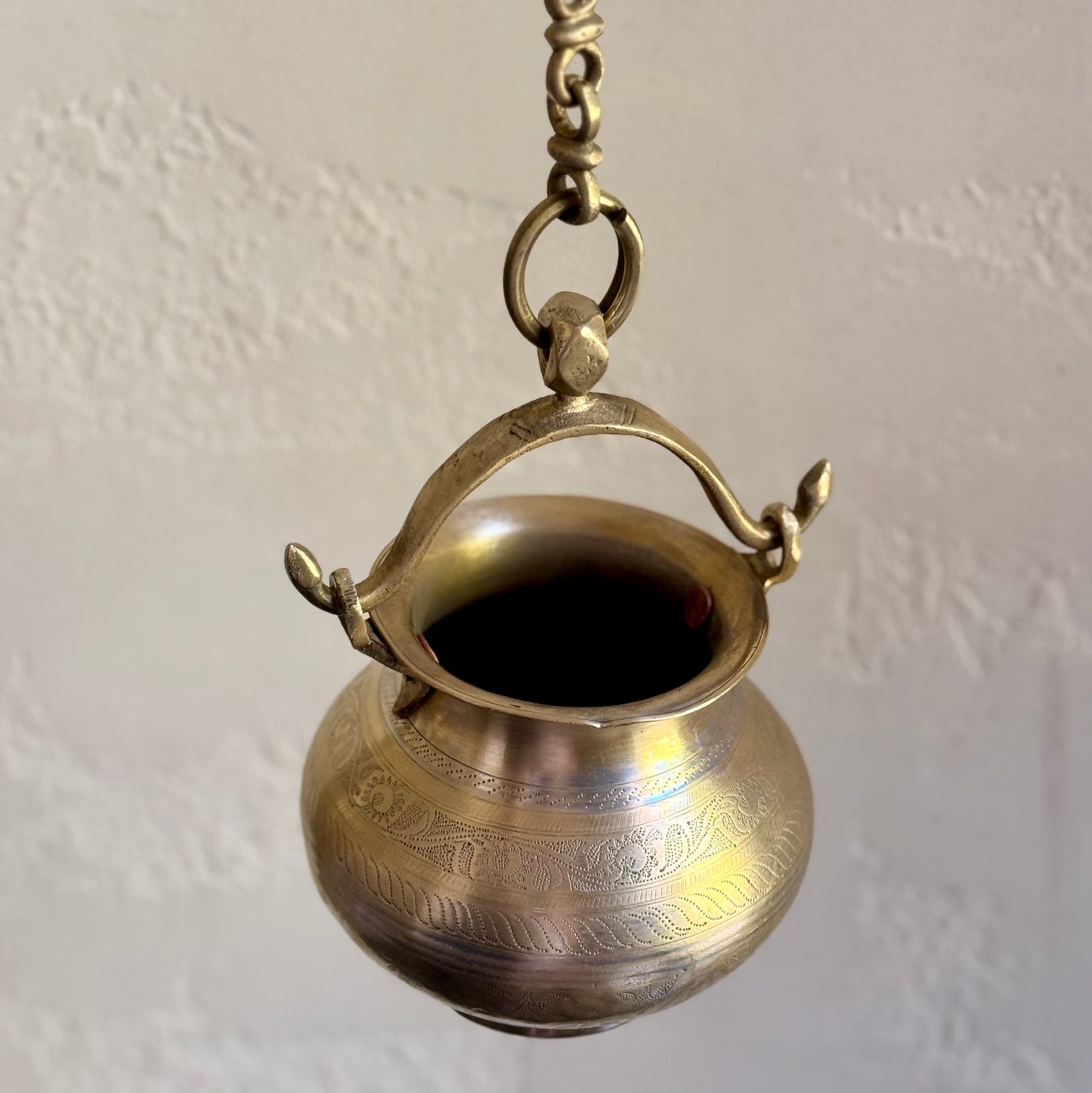 Vintage Brass Hanging Pot