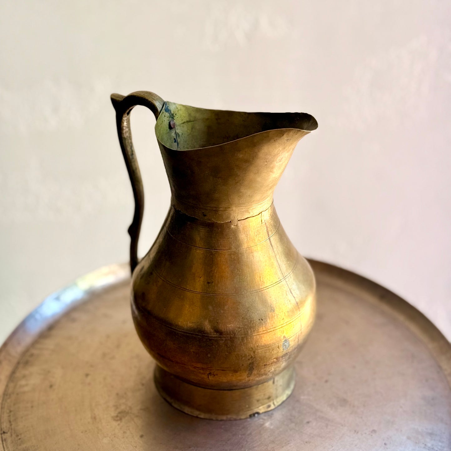 Vintage Handcrafted Brass Water Jug