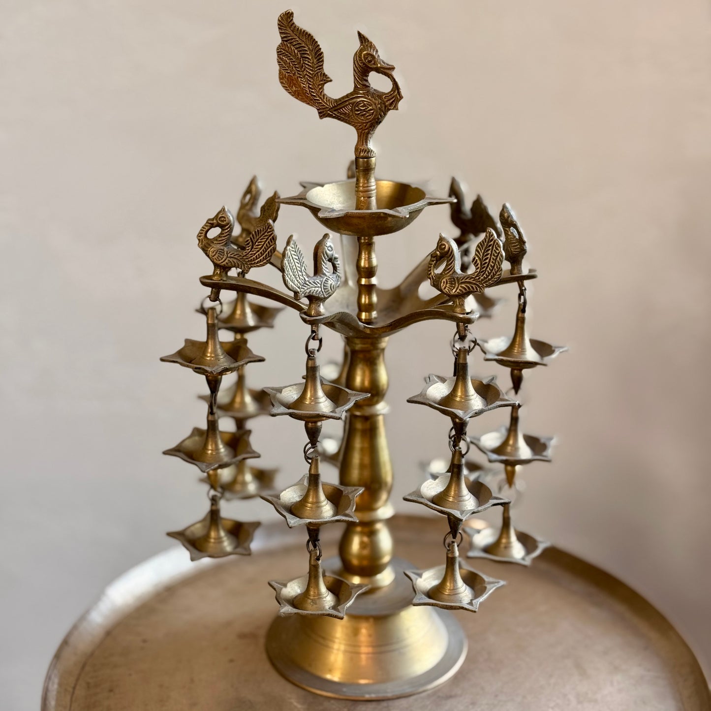 Vintage Brass Peacock Multi Layered Vilakku