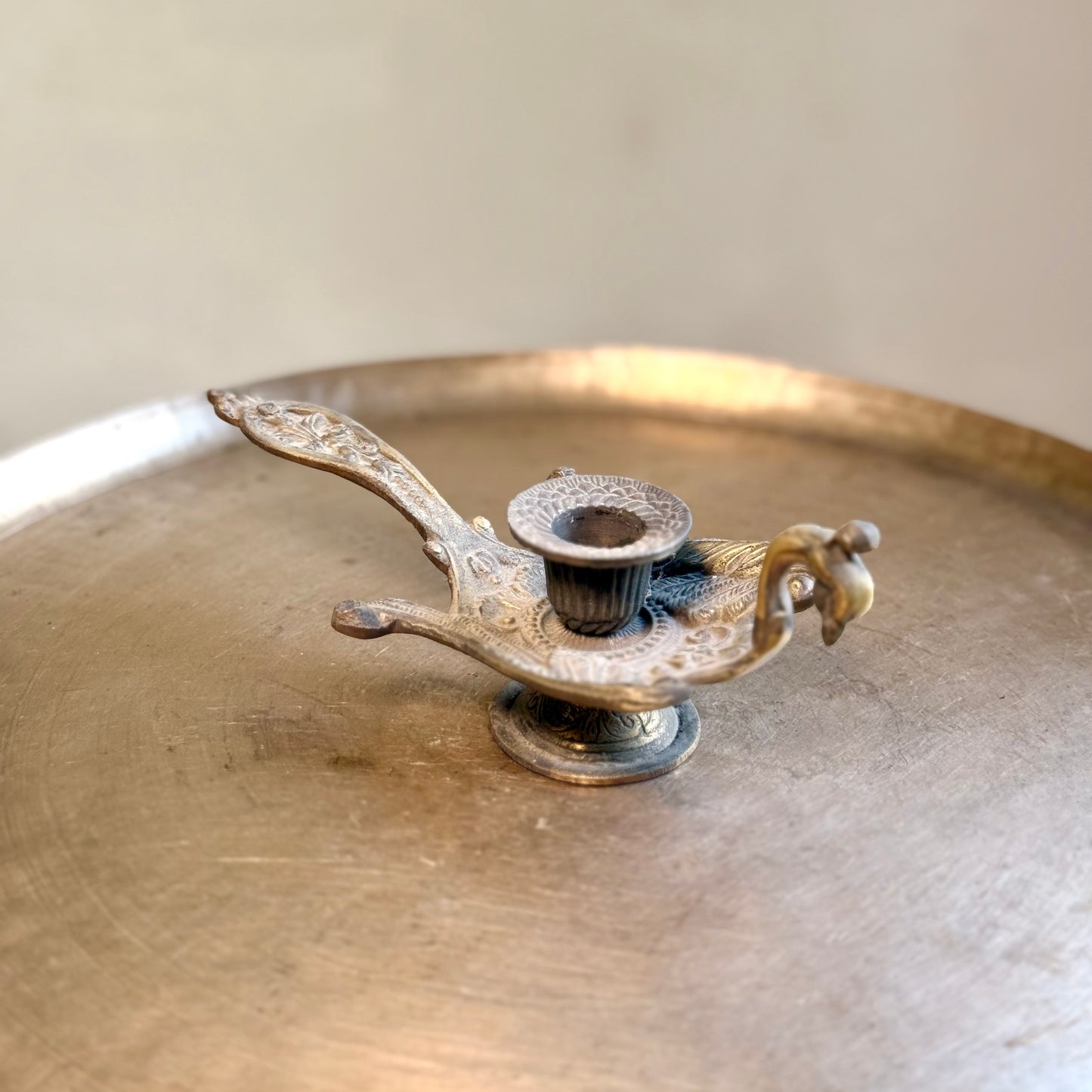 Vintage Brass Peacock Candle Holders – Pair