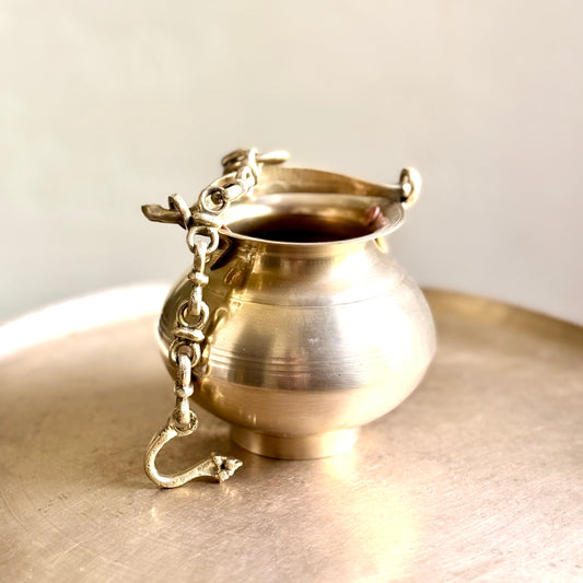 Vintage Brass Hanging Pot