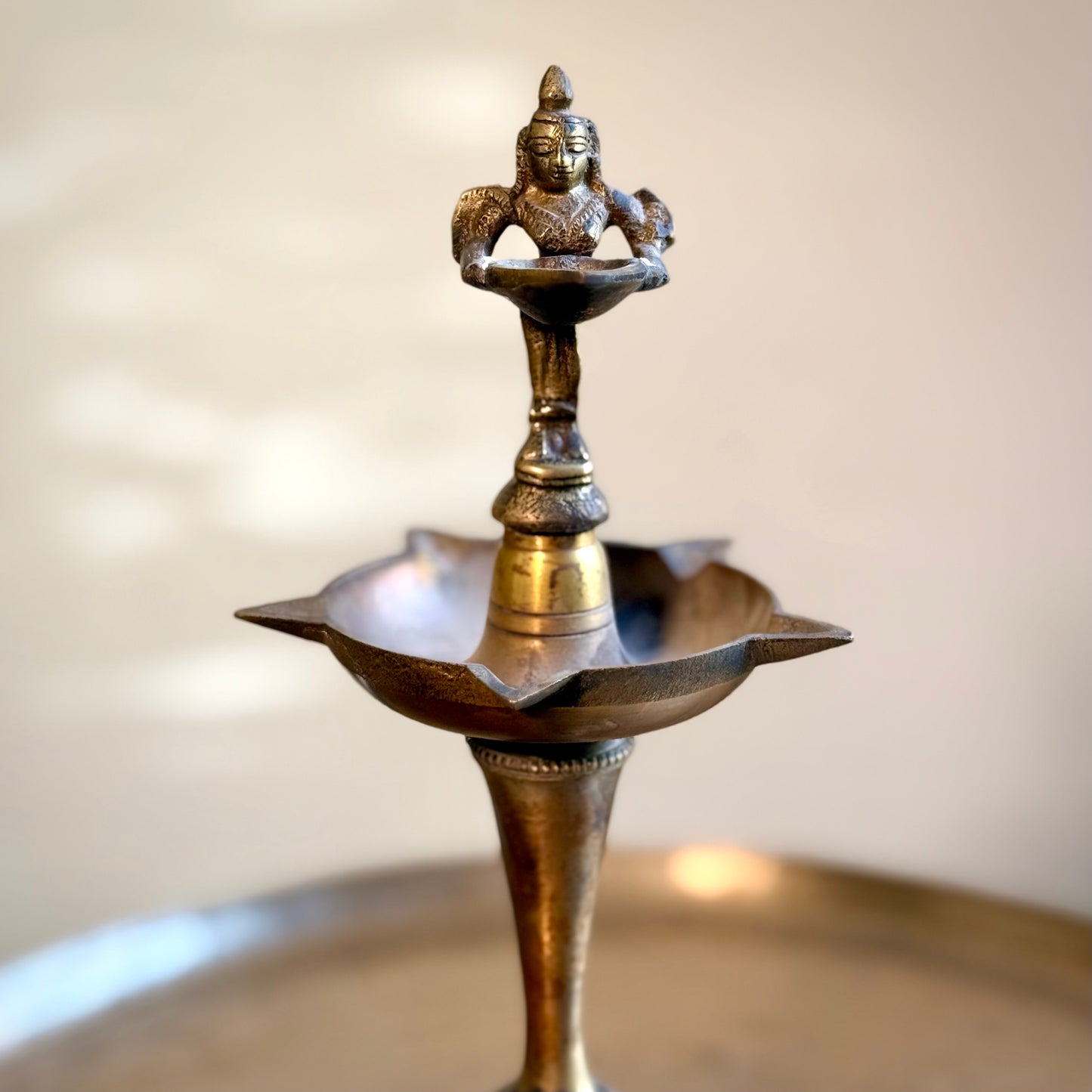 Brass Diya with Pavaai Vilakku on Top