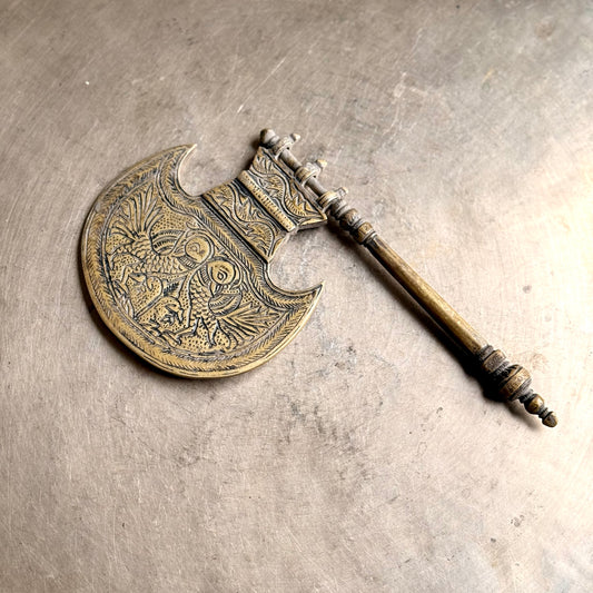 Hand-Engraved Brass Haat Pakha (Ceremonial Hand Fan)