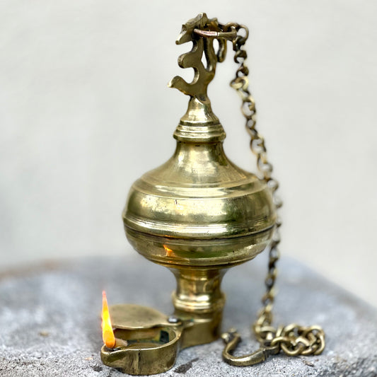 Vintage Om Hanging Oil Lamp