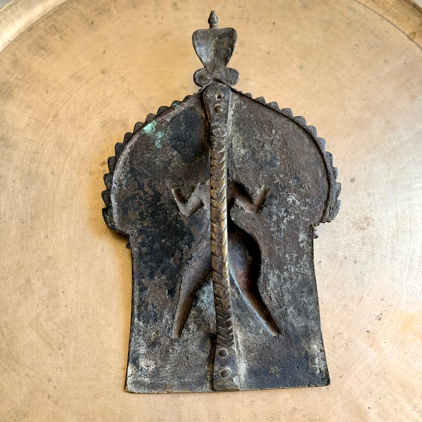 Antique Veerabhadra Brass Plaque – (19th Century)