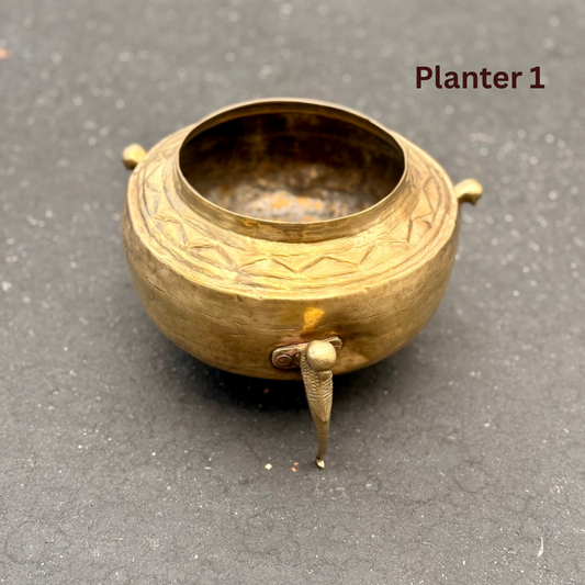 Antique Brass Footed Planter