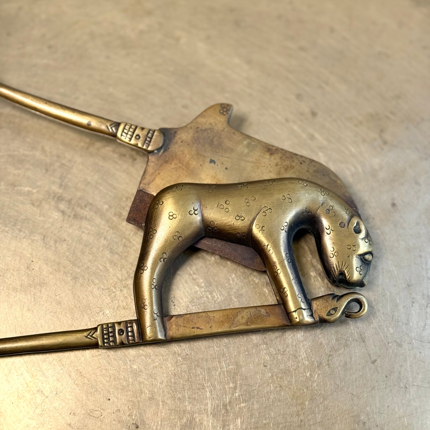 Vintage Brass Tiger Nutcracker