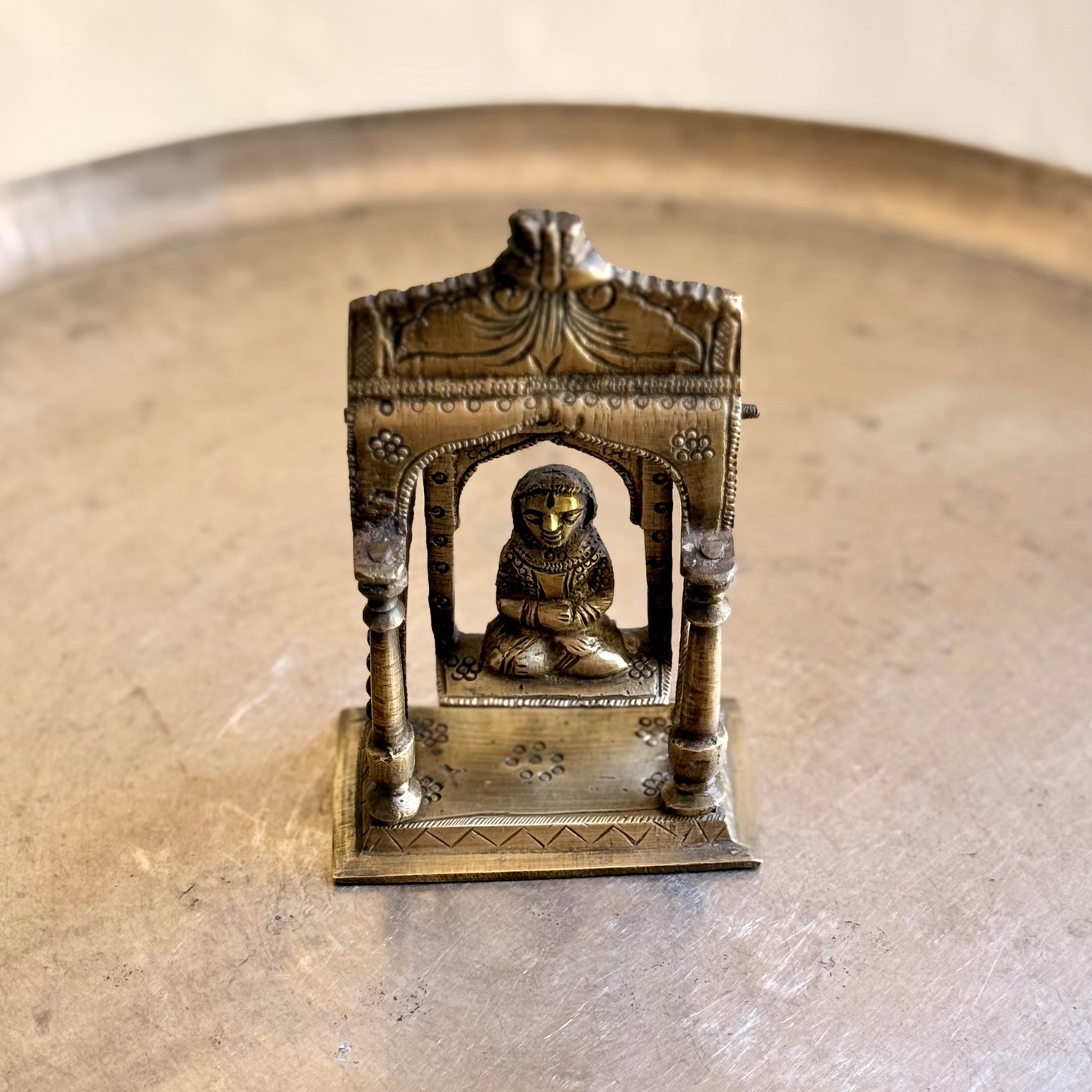 Antique Chaitra Gaur Bronze Miniature on Moving Swing