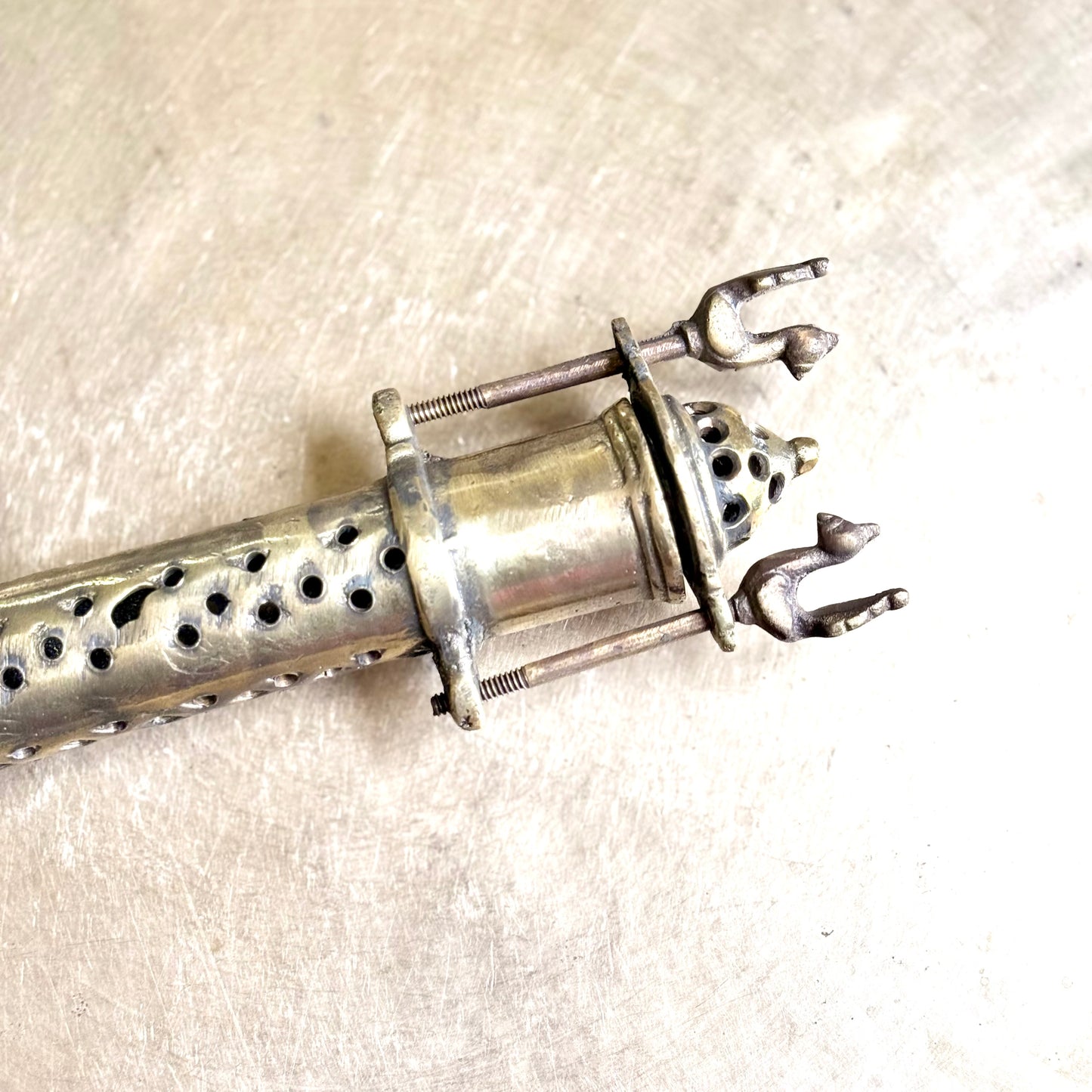 Vintage Brass Jaali Mughal Farhman Holder - Rajasthan
