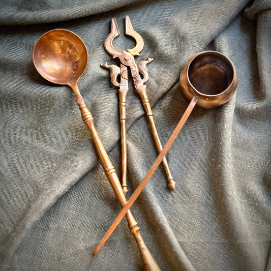 Vintage Brass Kitchen Utensil Set