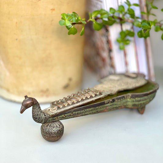 Brass Peacock Veena Box