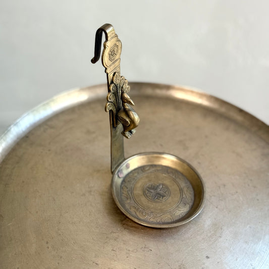 Ornate Peacock Brass Candle Holder