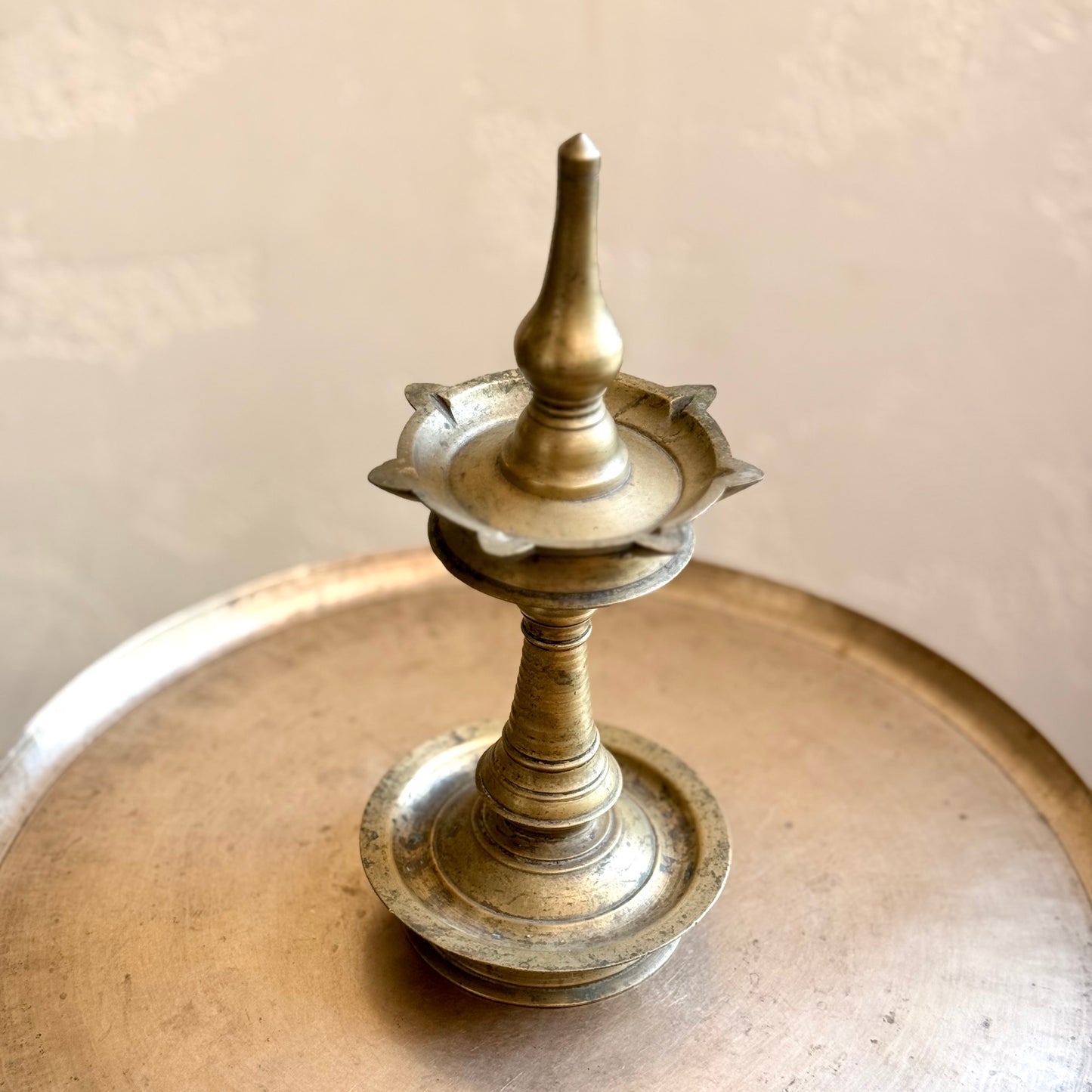 Antique Nilavilakku with Seven Wicks – Traditional Kerala Temple Oil Lamp