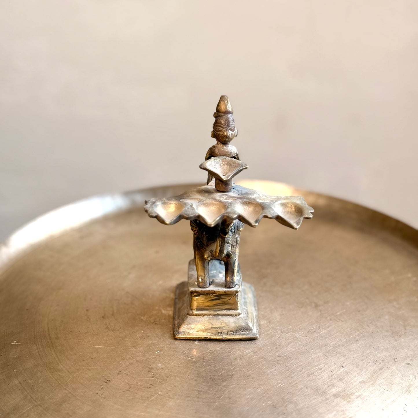 Brass Arti Lamp with Elephant Base