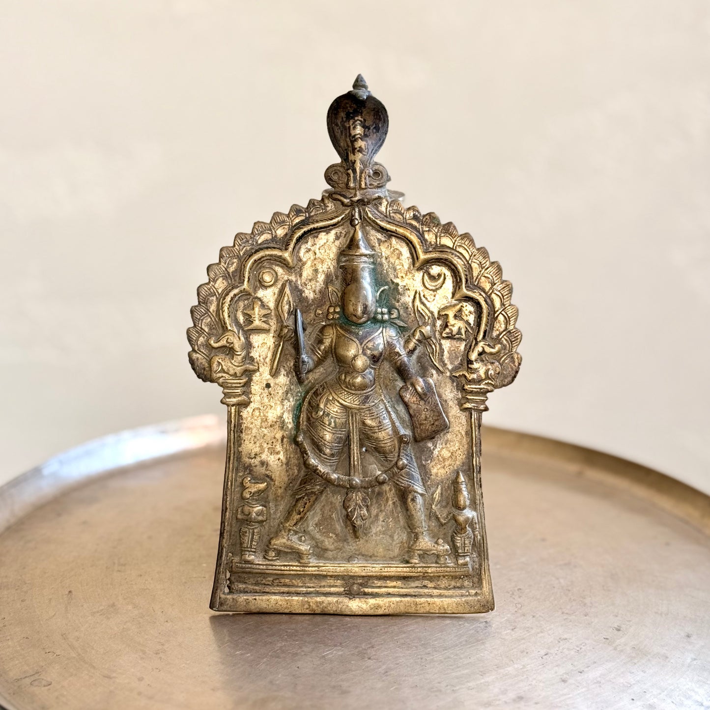 Antique Veerabhadra Brass Plaque – (19th Century)