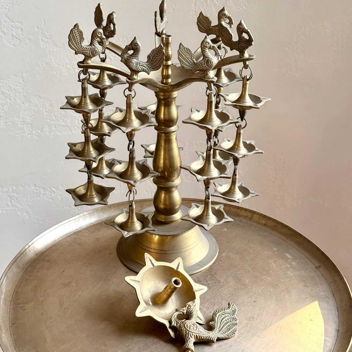 Vintage Brass Peacock Multi Layered Vilakku