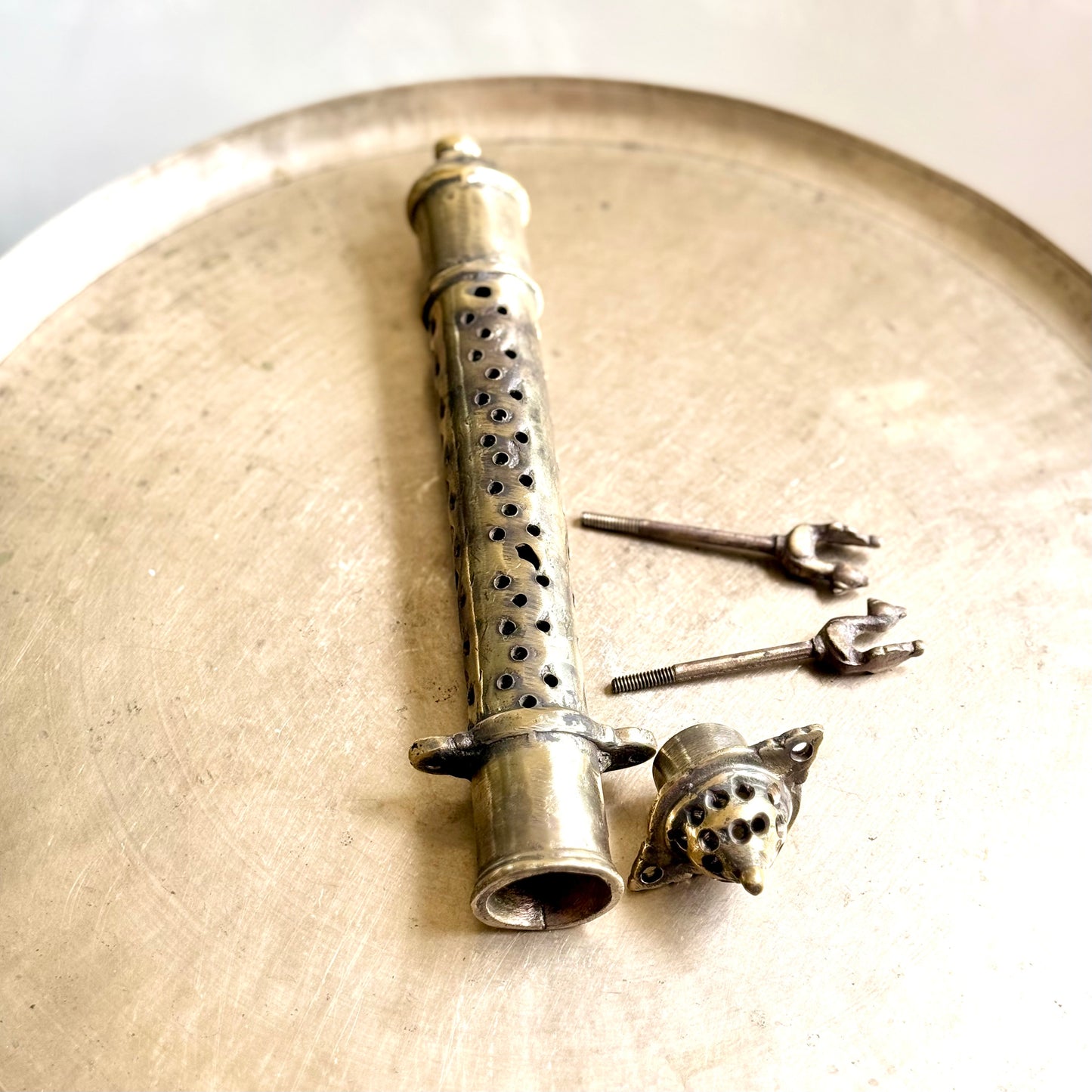 Vintage Brass Jaali Mughal Farhman Holder - Rajasthan