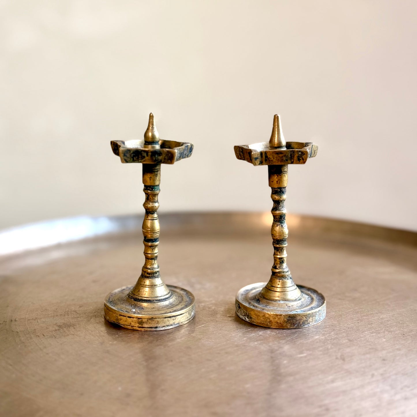 Miniature Brass Diya Pair – Extremely Rare