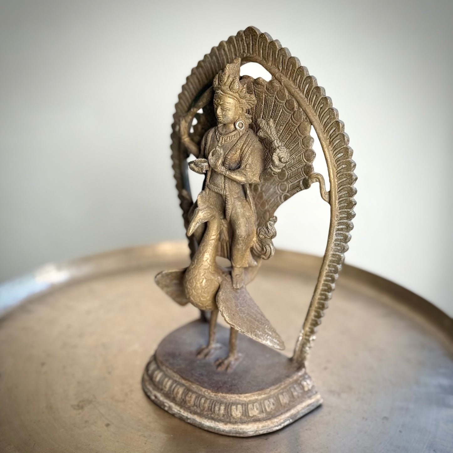 Vintage Bronze Murugan on Peacock