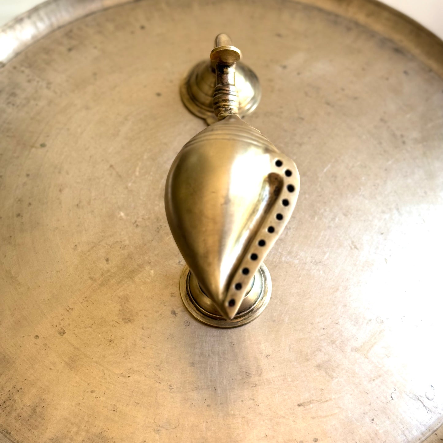 Handcrafted Brass Shankha Incense Holder with Integrated Handle