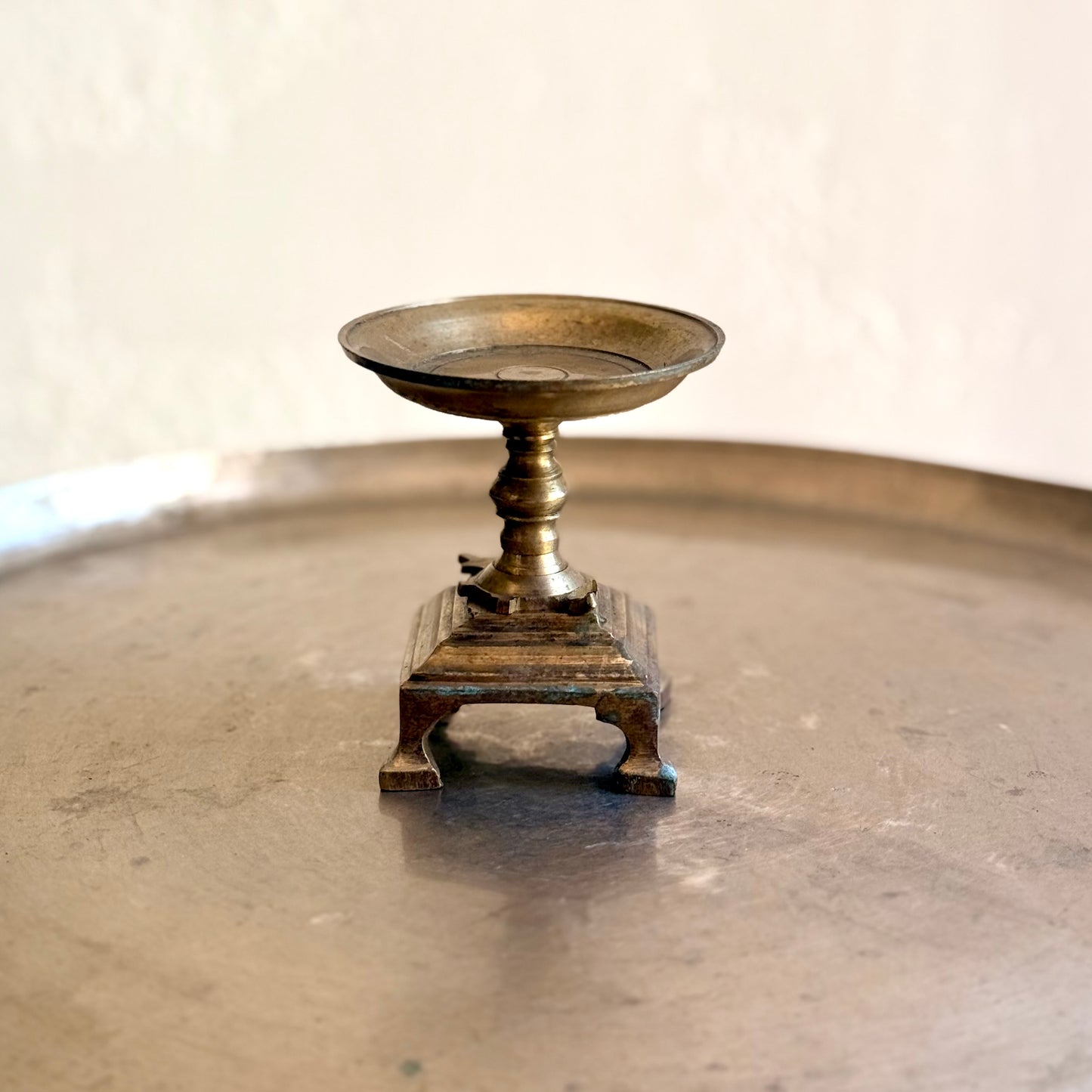 Vintage Miniature Brass Tortoise Pedestal Stand
