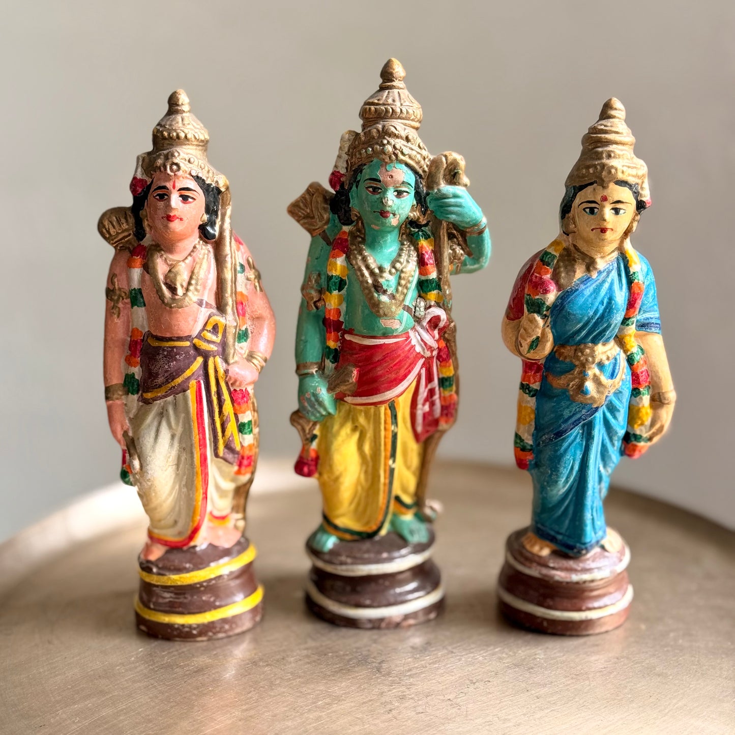Vintage Ram Parivar Golu Set: Ram, Lakshman, and Sita (c. 1970s)