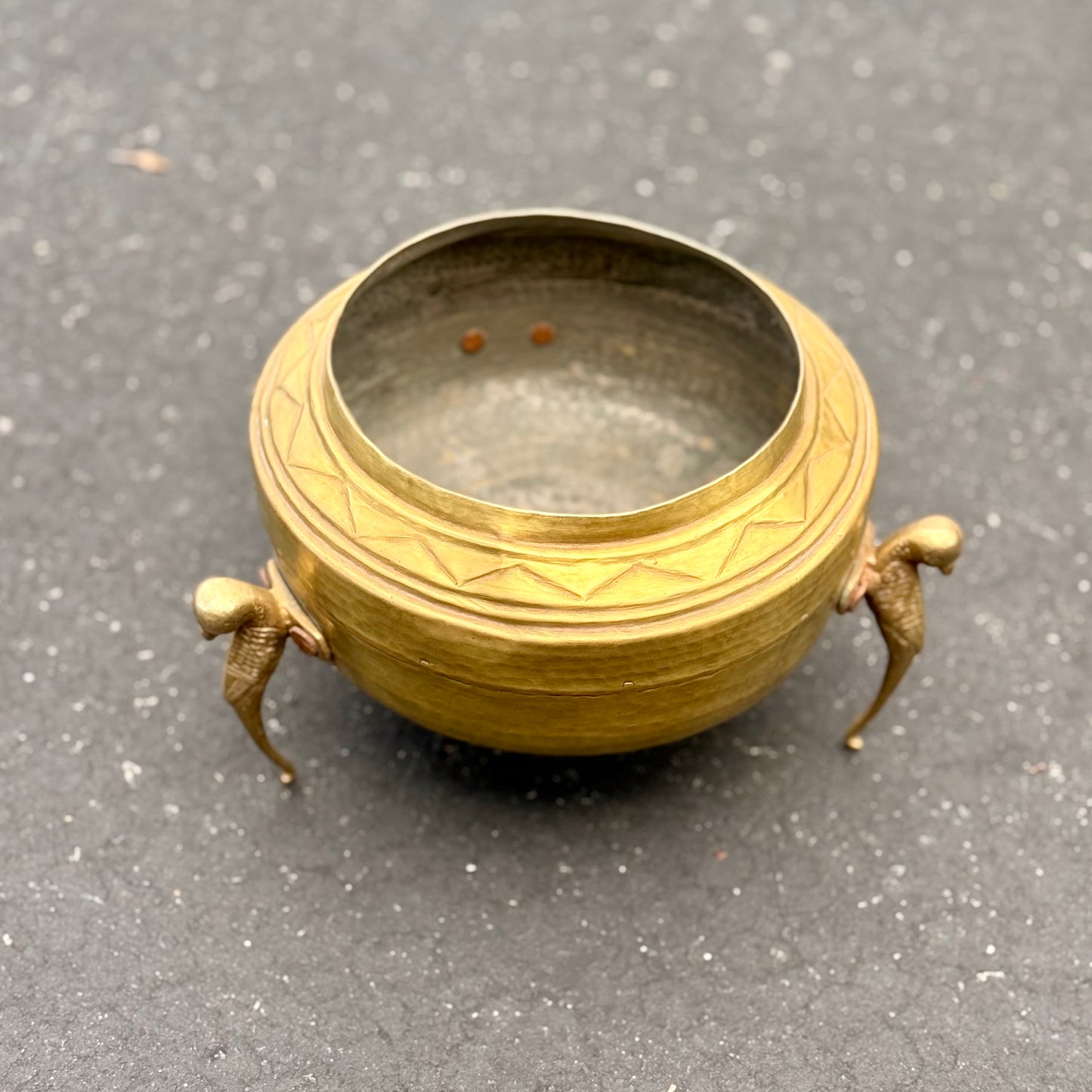 Antique Brass Footed Planter