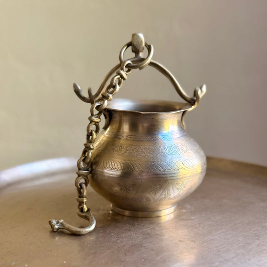 Vintage Brass Hanging Pot