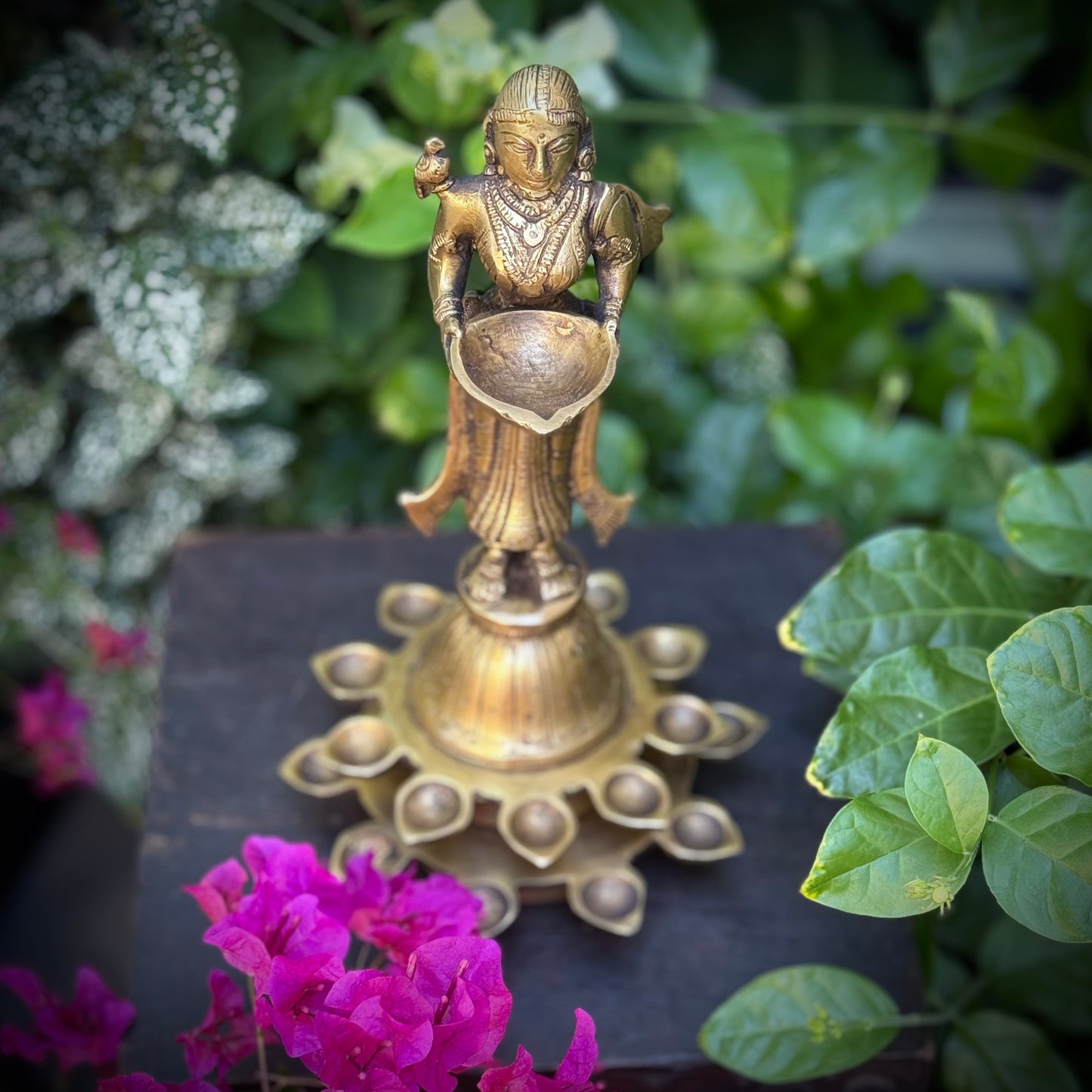 Brass Meenakshi Deepam with 21 diyas