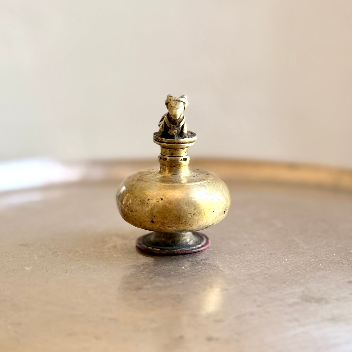 Rare Miniature Holy Water Pot with Nandi Finial - Tamil Nadu (Early 20th Century)