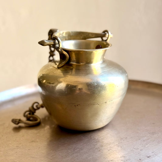 Vintage Hanging Brass Pot