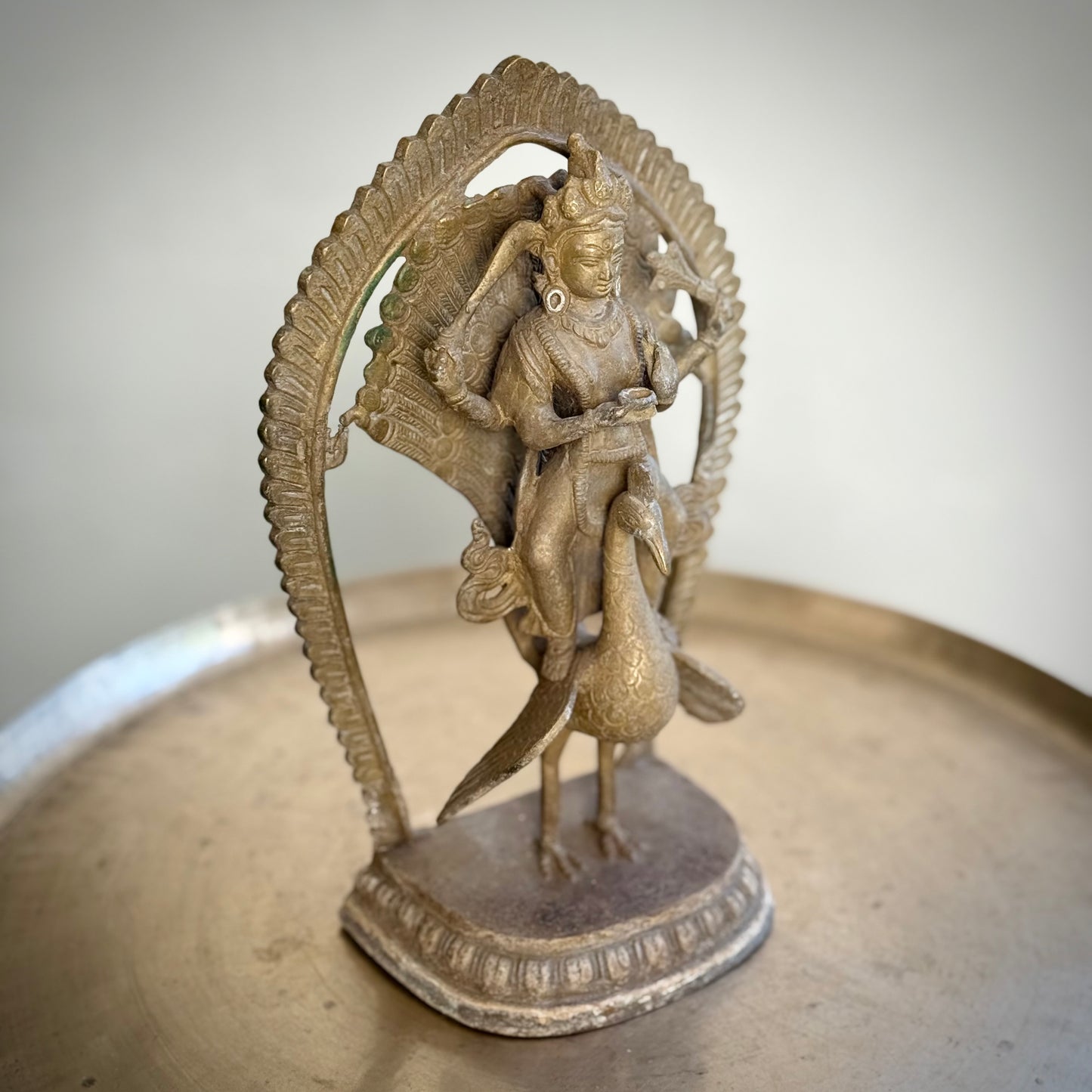 Vintage Bronze Murugan on Peacock