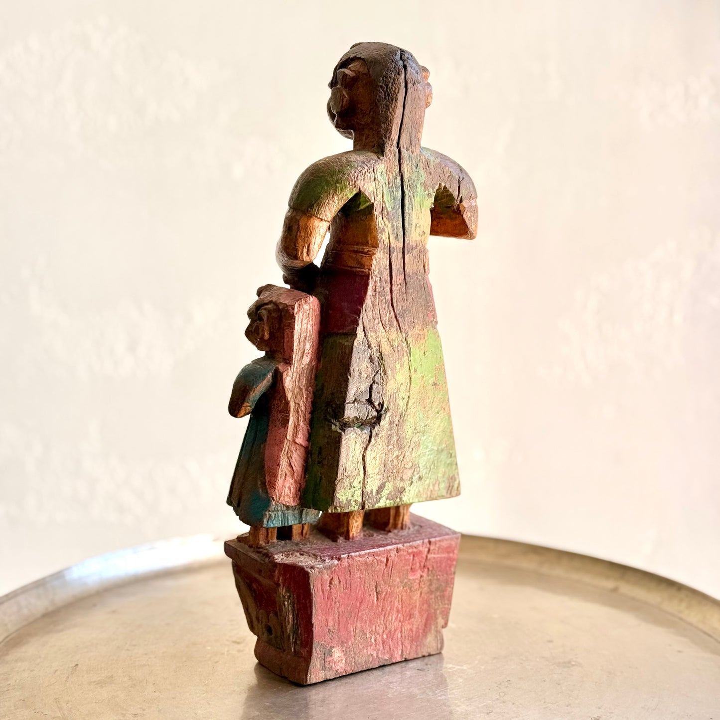 Vintage Folk Statue Mother - Daughter Duo - Rajasthan
