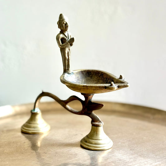 Bronze Lamp With Folk Figure