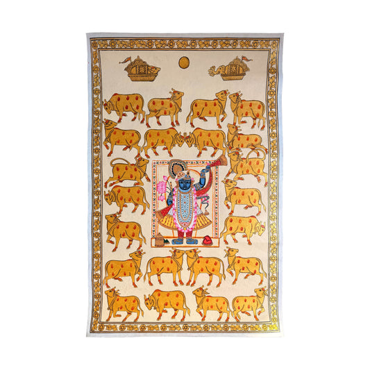 Shrinathji with Golden Cows - Pichwai Painting