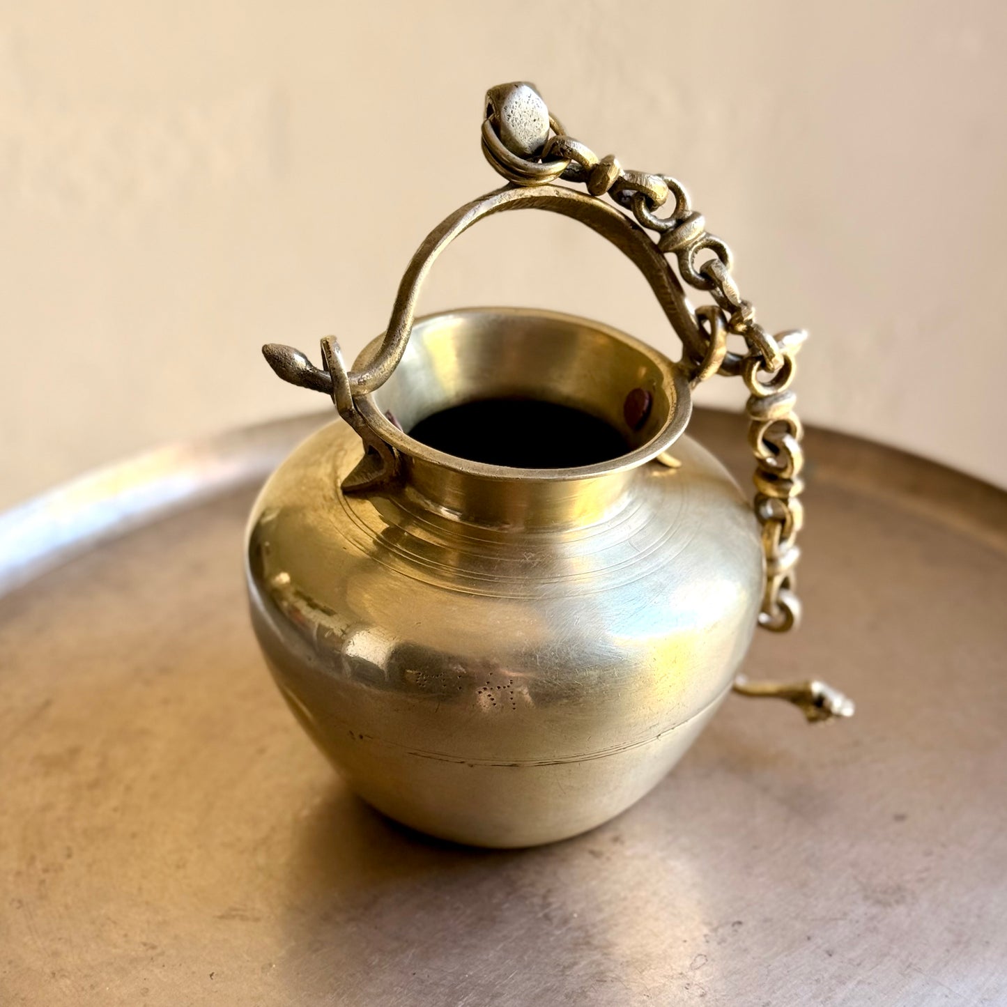 Vintage Hanging Brass Pot