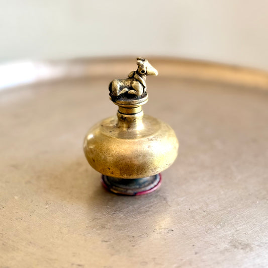 Rare Miniature Holy Water Pot with Nandi Finial - Tamil Nadu (Early 20th Century)